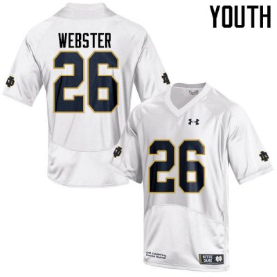 Notre Dame Fighting Irish Youth Austin Webster #26 White Under Armour Authentic Stitched College NCAA Football Jersey RQX4099PJ